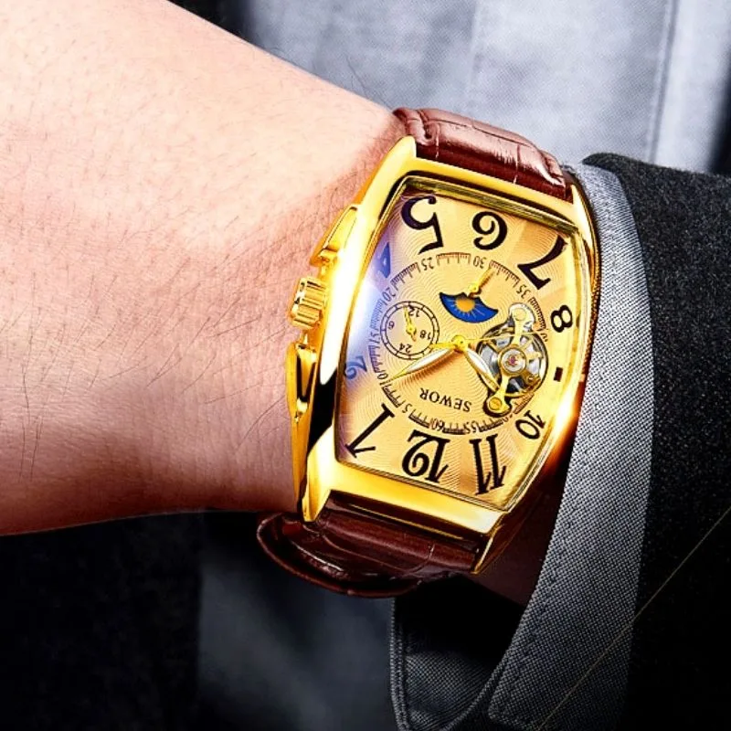 Aanzicht 2 — Horloge voor heren – rechthoekig vintage