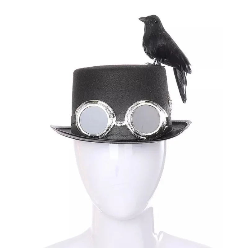 Aanzicht 7 — Steampunk hoed – met vogel