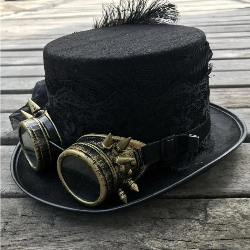 Aanzicht 2 — Steampunk hoed – kant