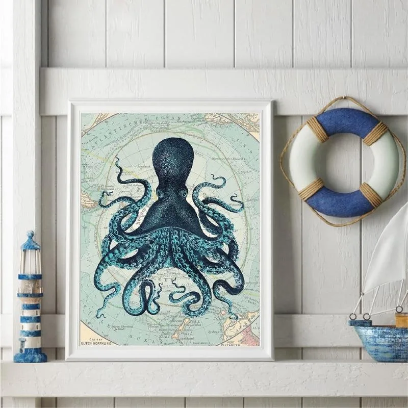 Aanzicht 3 — Wanddecoratie – octopus