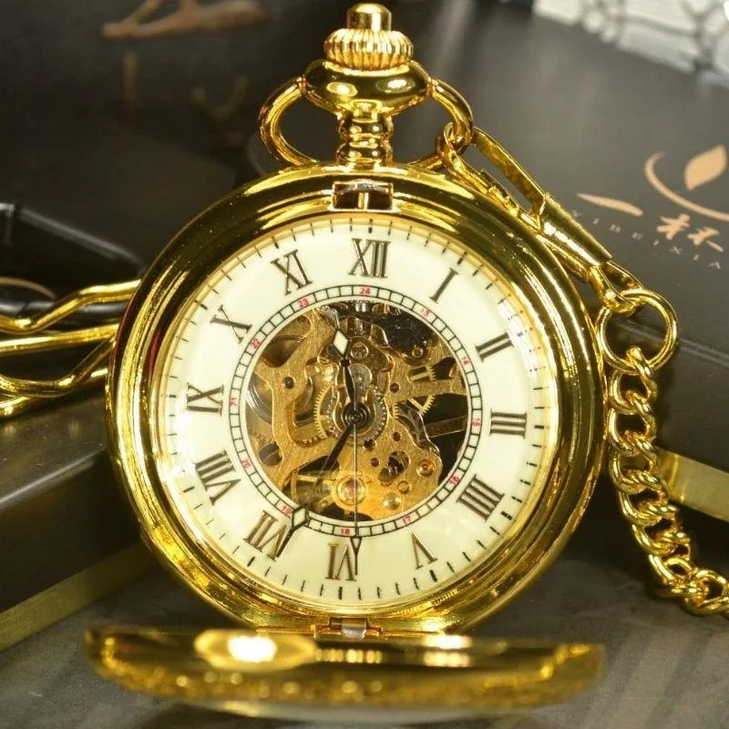 Aanzicht 4 — Zakhorloge – met springdeksel goudkleurig
