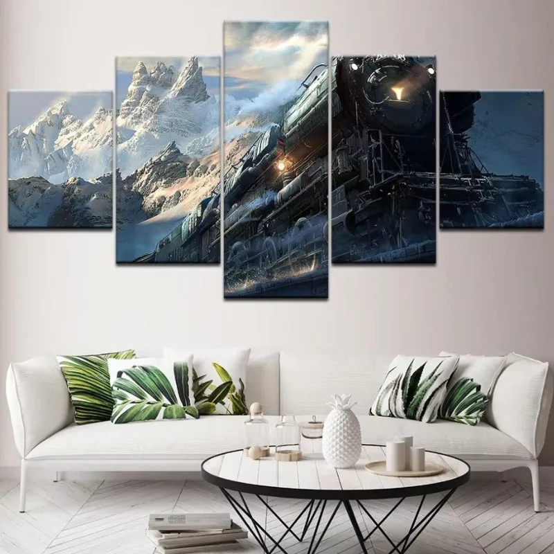 Aanzicht 2 — Steampunk wanddecoratie – trein stoom