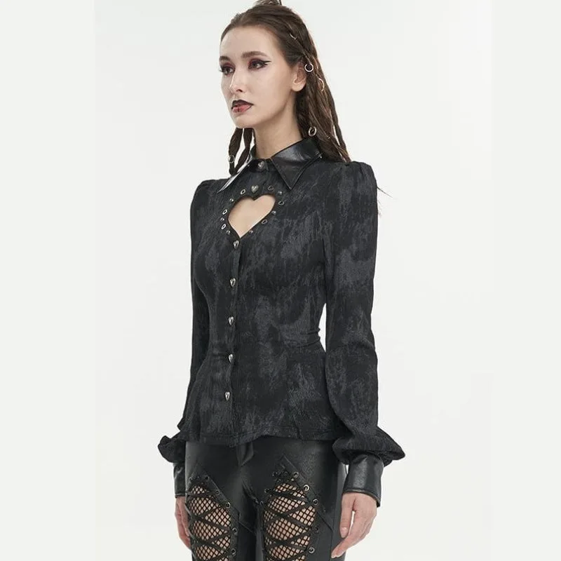 Aanzicht 9 — Steampunk blouse – open kraag