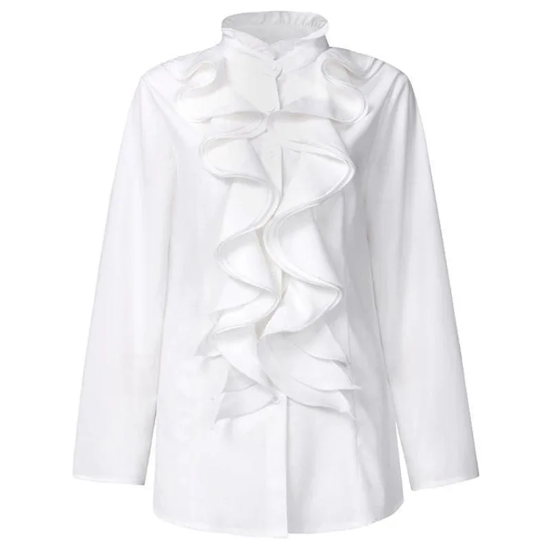 Blouse voor dames – Victoriaans kraag met ruches