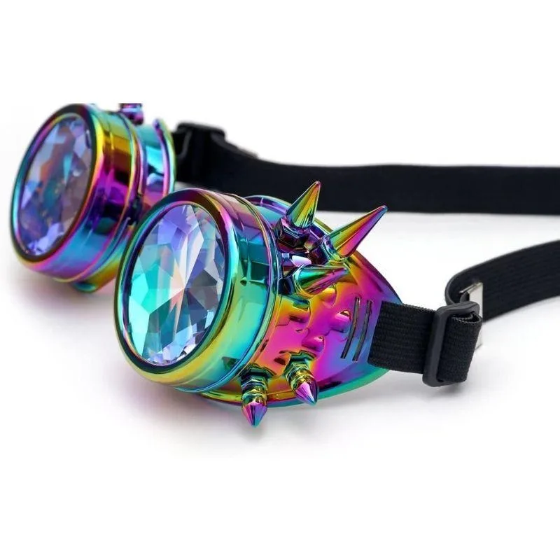 Aanzicht 2 — Steampunk kaleidoscoopbril – met klinknagels