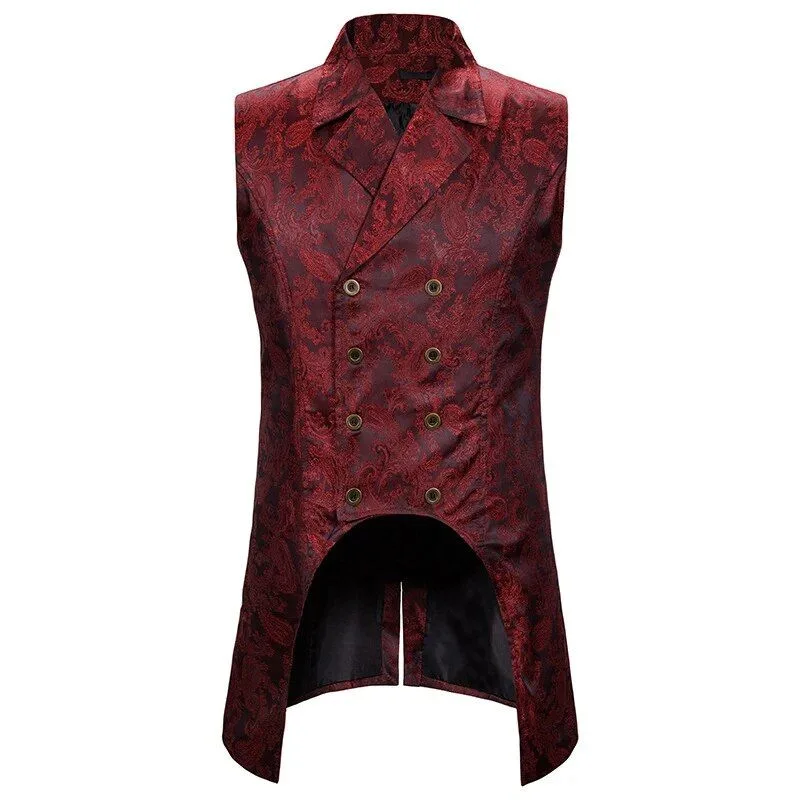Jas voor heren – kostuum gothic mouwloos rood