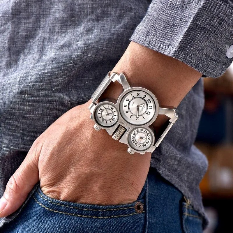 Aanzicht 2 — Steampunk horloge voor heren – 3 wijzerplaten