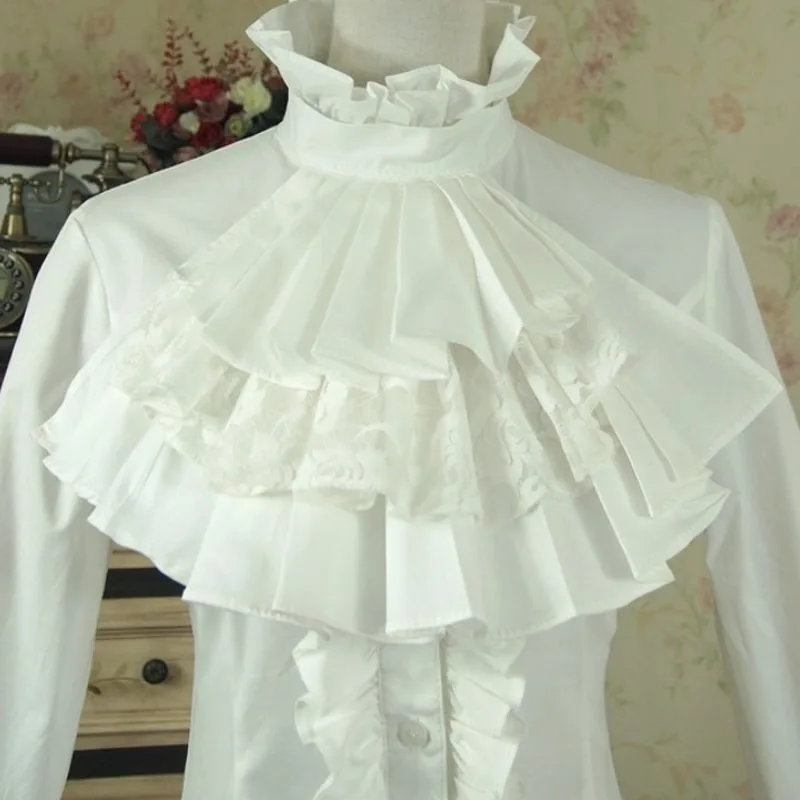 Aanzicht 2 — Blouse met jabot gothic wit