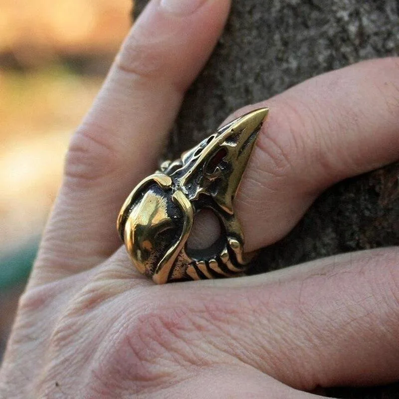 Aanzicht 2 — Steampunk ring – raaf bronskleurig