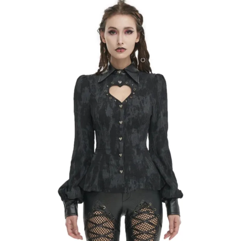 Aanzicht 2 — Steampunk blouse – open kraag