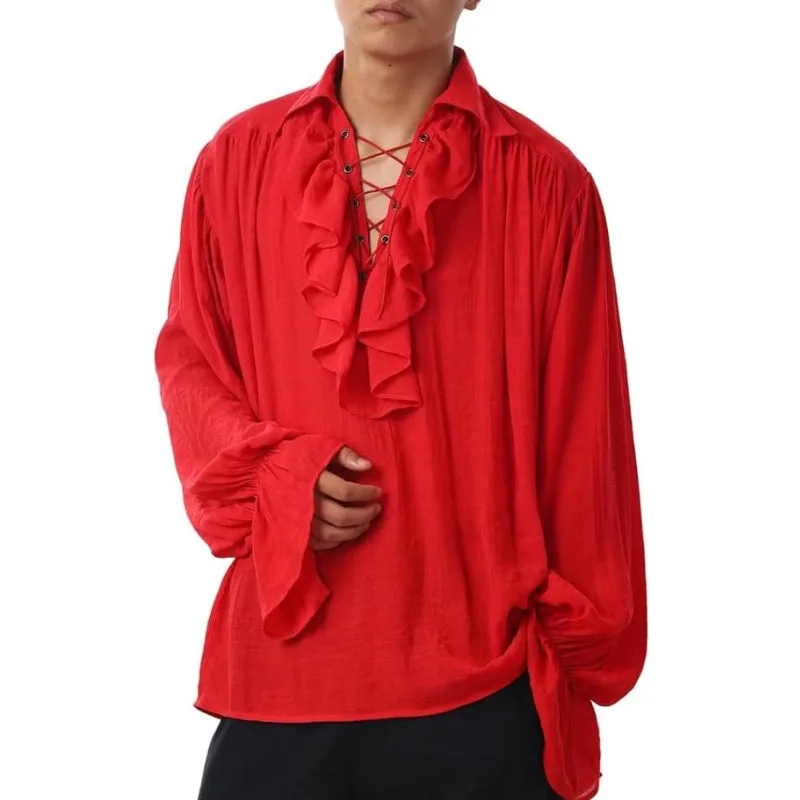Aanzicht 2 — Steampunk overhemd voor heren – rood