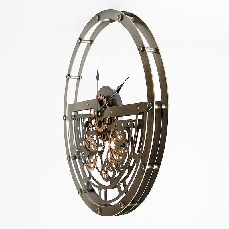 Aanzicht 3 — Steampunk wandklok – industrieel