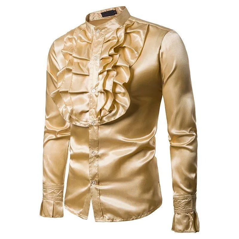 Steampunk overhemd – van satijn goudkleurig