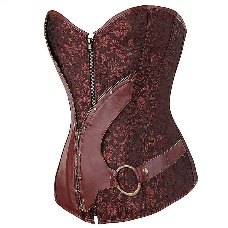 Aanzicht 4 — Steampunk korset – vintage bruin
