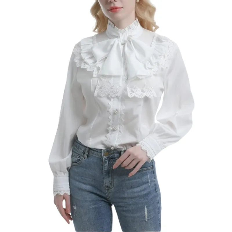 Aanzicht 2 — Steampunk blouse – Victoriaans wit
