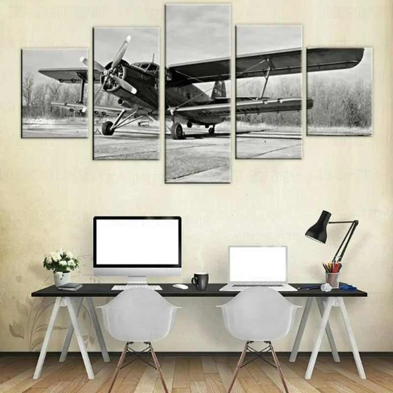 Wanddecoratie – vliegtuig zwart en wit