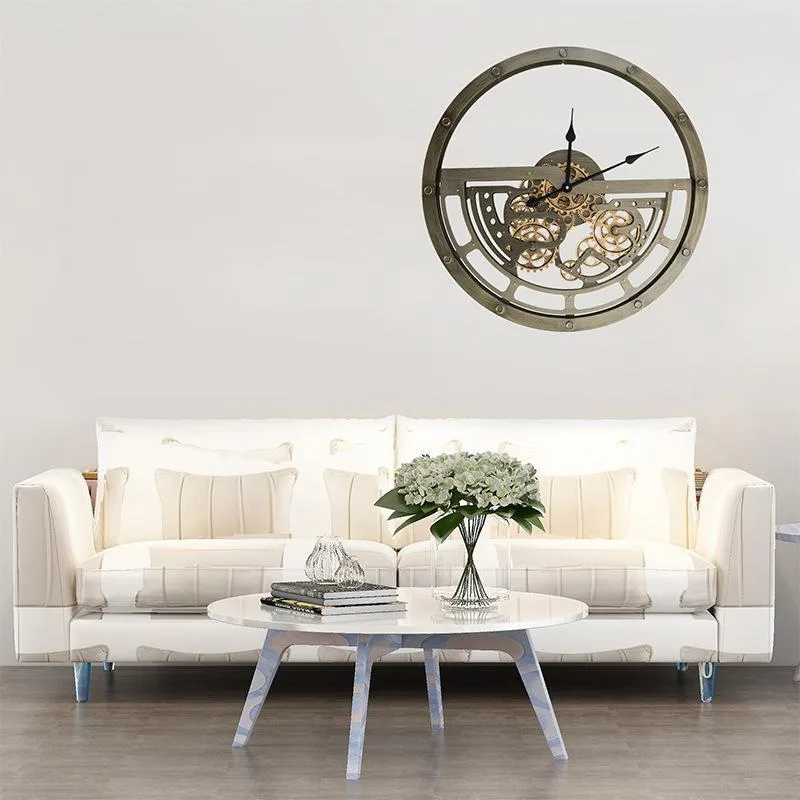 Aanzicht 4 — Steampunk wandklok – industrieel