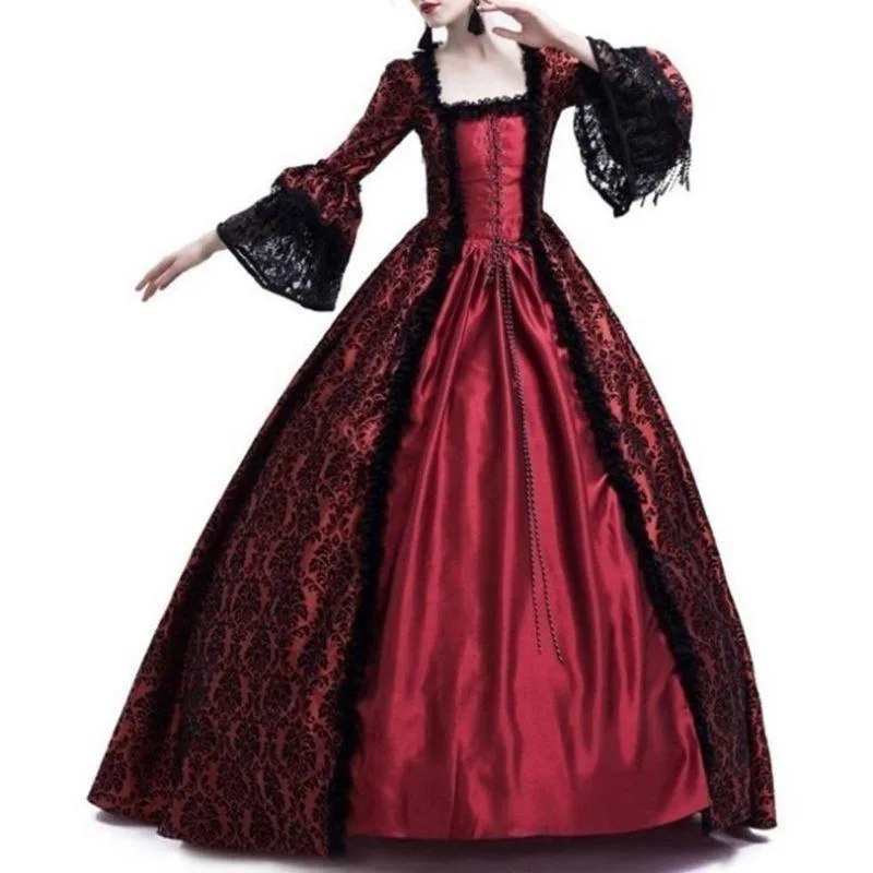 Aanzicht 2 — Steampunk jurk – Victoriaans rood
