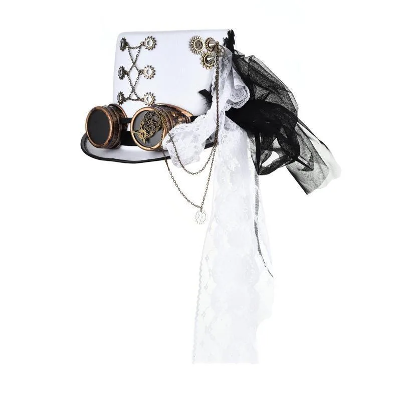 Aanzicht 5 — Steampunk hoed – wit
