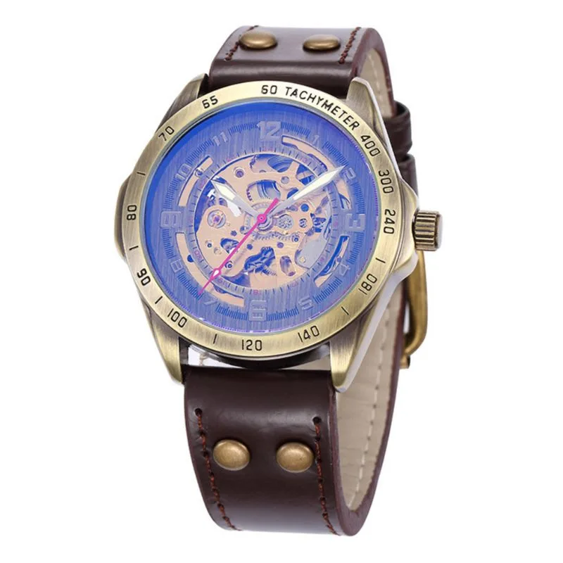 Herenhorloge met zichtbaar uurwerk Herenhorloge met zichtbaar uurwerk