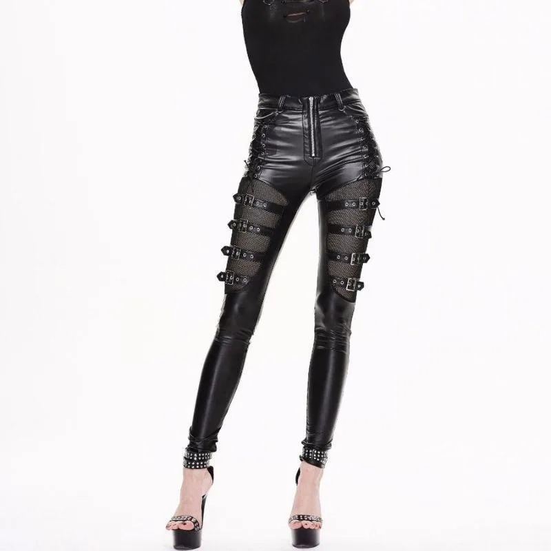 Aanzicht 6 — Steampunk broek – PU-kunstleer zwart