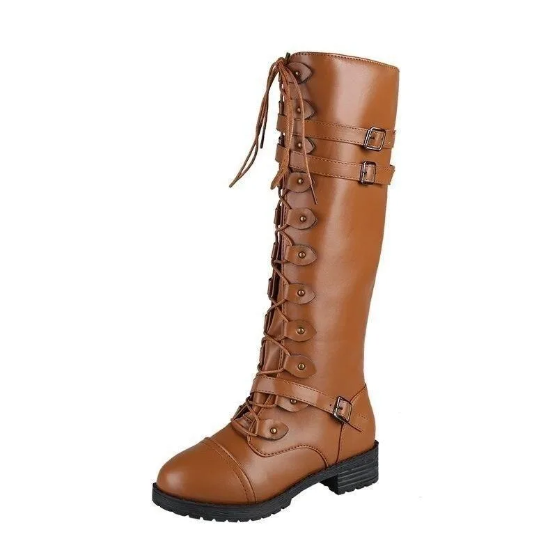 Aanzicht 3 — Steampunk laars – bruin van PU