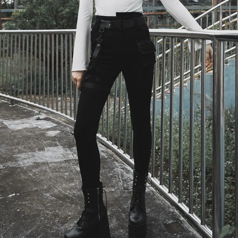 Aanzicht 3 — Steampunk jeans voor dames – gothic
