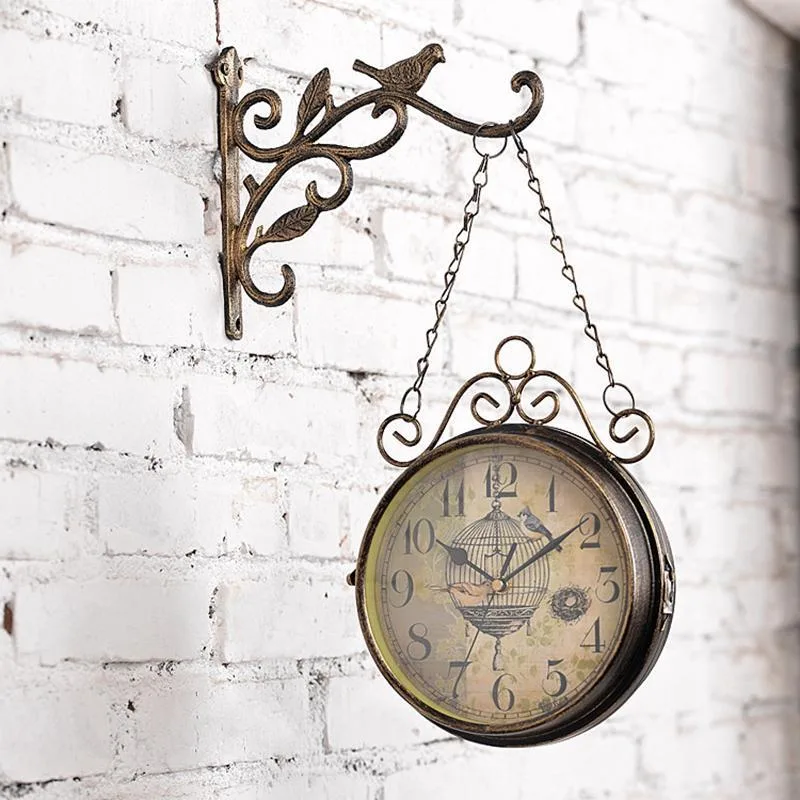 Steampunk horloge – stationsstijl dubbelzijdig