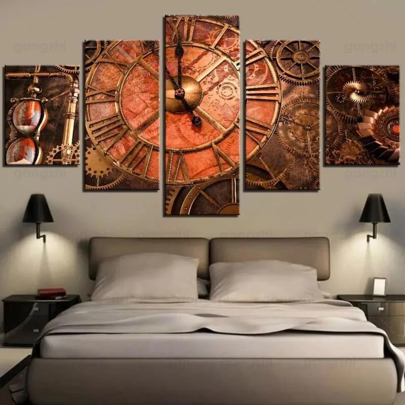 Aanzicht 2 — Steampunk wanddecoratie – met horloge
