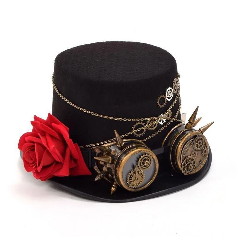 Steampunk hoed voor dames – hoge hoed