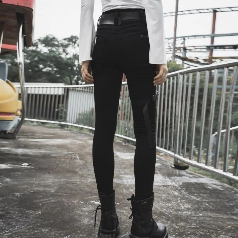 Aanzicht 4 — Steampunk jeans voor dames – gothic