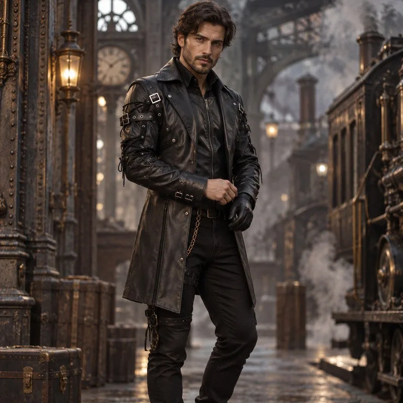 Aanzicht 4 — Steampunk jas – gothic van PU