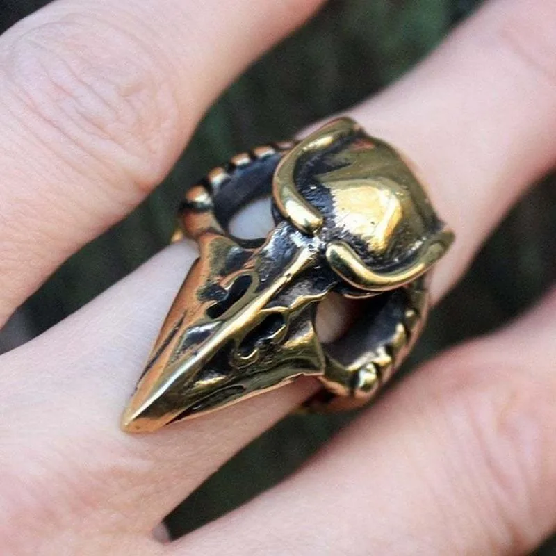 Aanzicht 3 — Steampunk ring – raaf bronskleurig