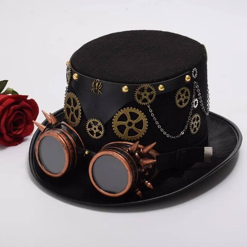 Aanzicht 2 — Steampunk hoed – hoge hoed Cabaret