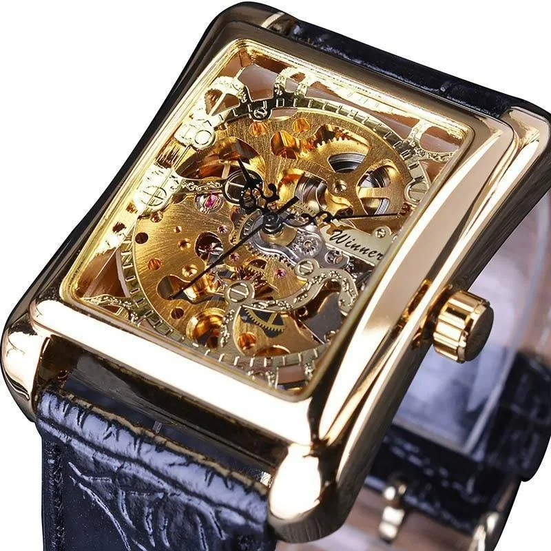 Skeleton horloge voor heren – rechthoekig Skeleton horloge voor heren – rechthoekig