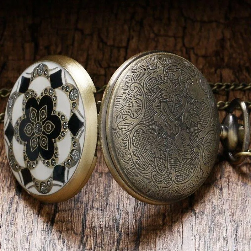 Aanzicht 2 — Steampunk zakhorloge – bloemen