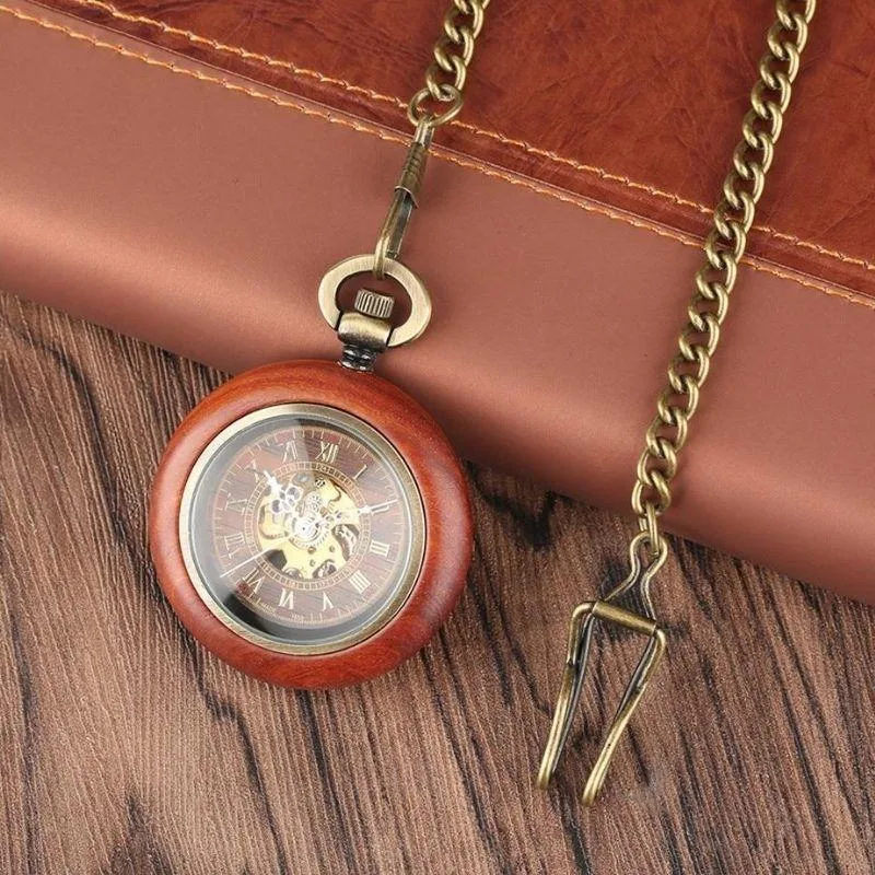 Aanzicht 4 — Steampunk zakhorloge – van hout