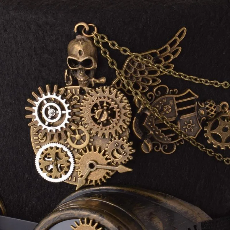 Aanzicht 4 — Steampunk hoed – met ketting