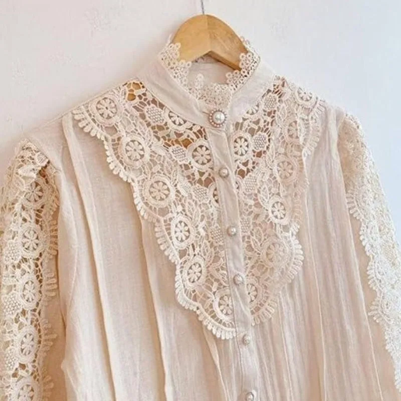 Aanzicht 5 — Blouse – Victoriaans kant opstaande kraag