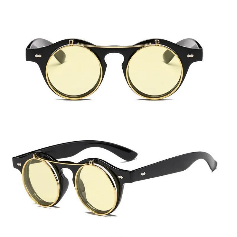 Aanzicht 7 — Steampunk zonnebril – opklapbare glazen – model 2