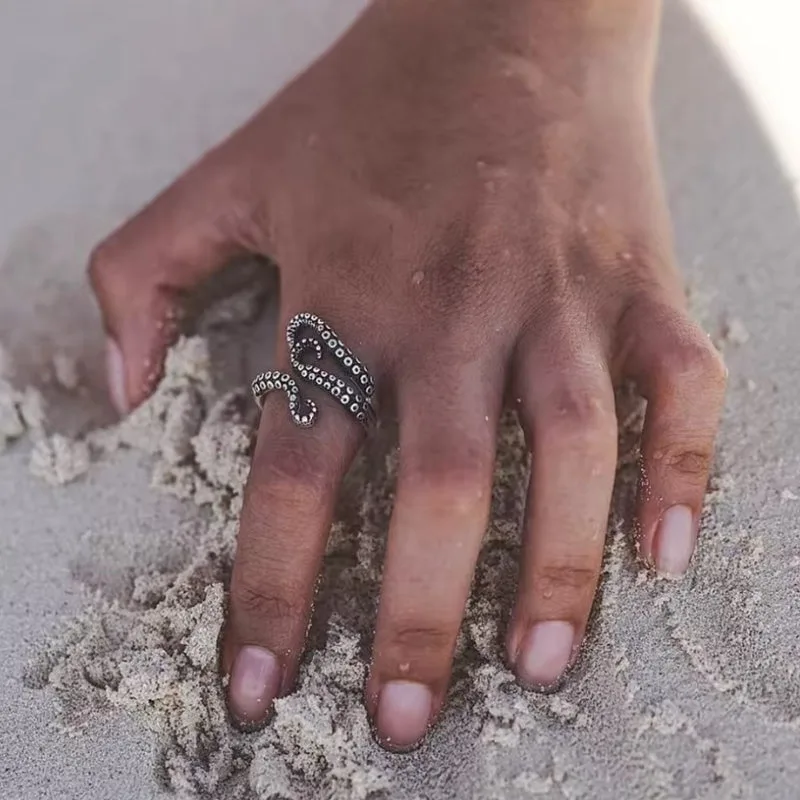Aanzicht 2 — Steampunk ring – octopus in roestvrij staal 316L