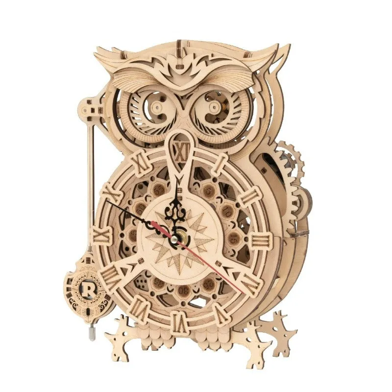 Modelbouwpakket – hout horloge uil Modelbouwpakket – hout horloge uil