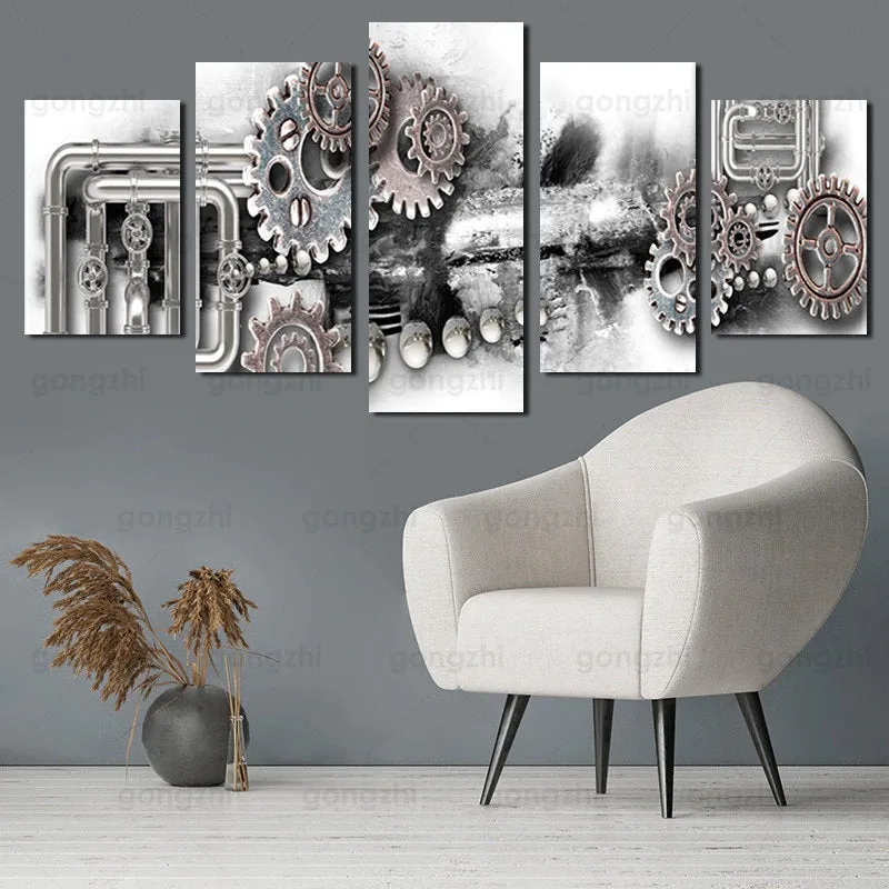 Aanzicht 2 — Steampunk wanddecoratie – tandwiel industrieel