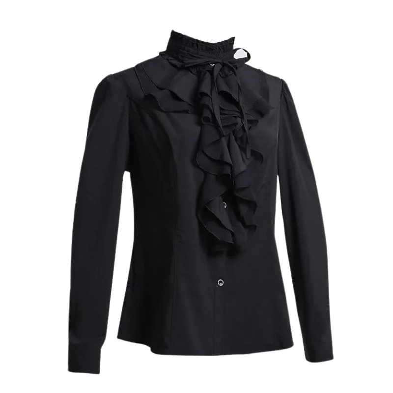 Steampunk blouse voor dames – zwart