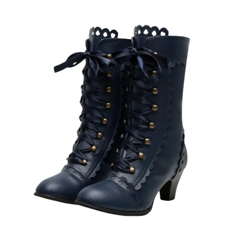 Steampunk enkellaarzen – Victoriaans met vetersluiting