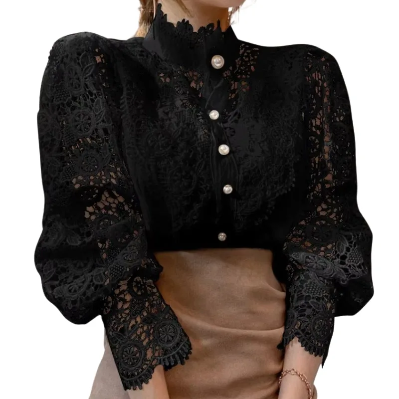 Aanzicht 3 — Blouse – kant kraag Victoriaans