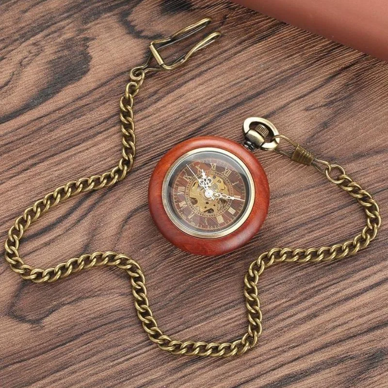 Aanzicht 2 — Steampunk zakhorloge – van hout