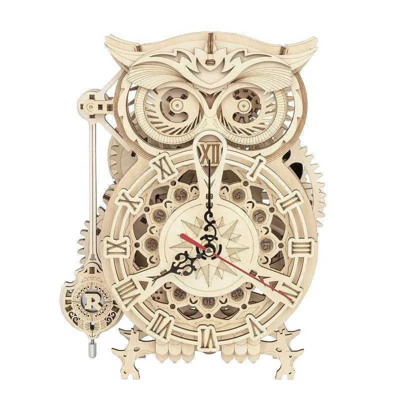 Modelbouwpakket – hout horloge uil Modelbouwpakket – hout horloge uil